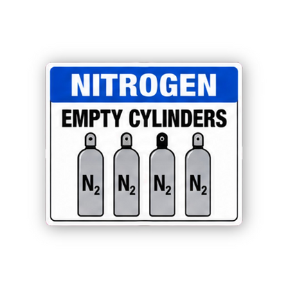 Blue Empty Nitrogen Four Cylinders Panel Vinyl Decal Stickers