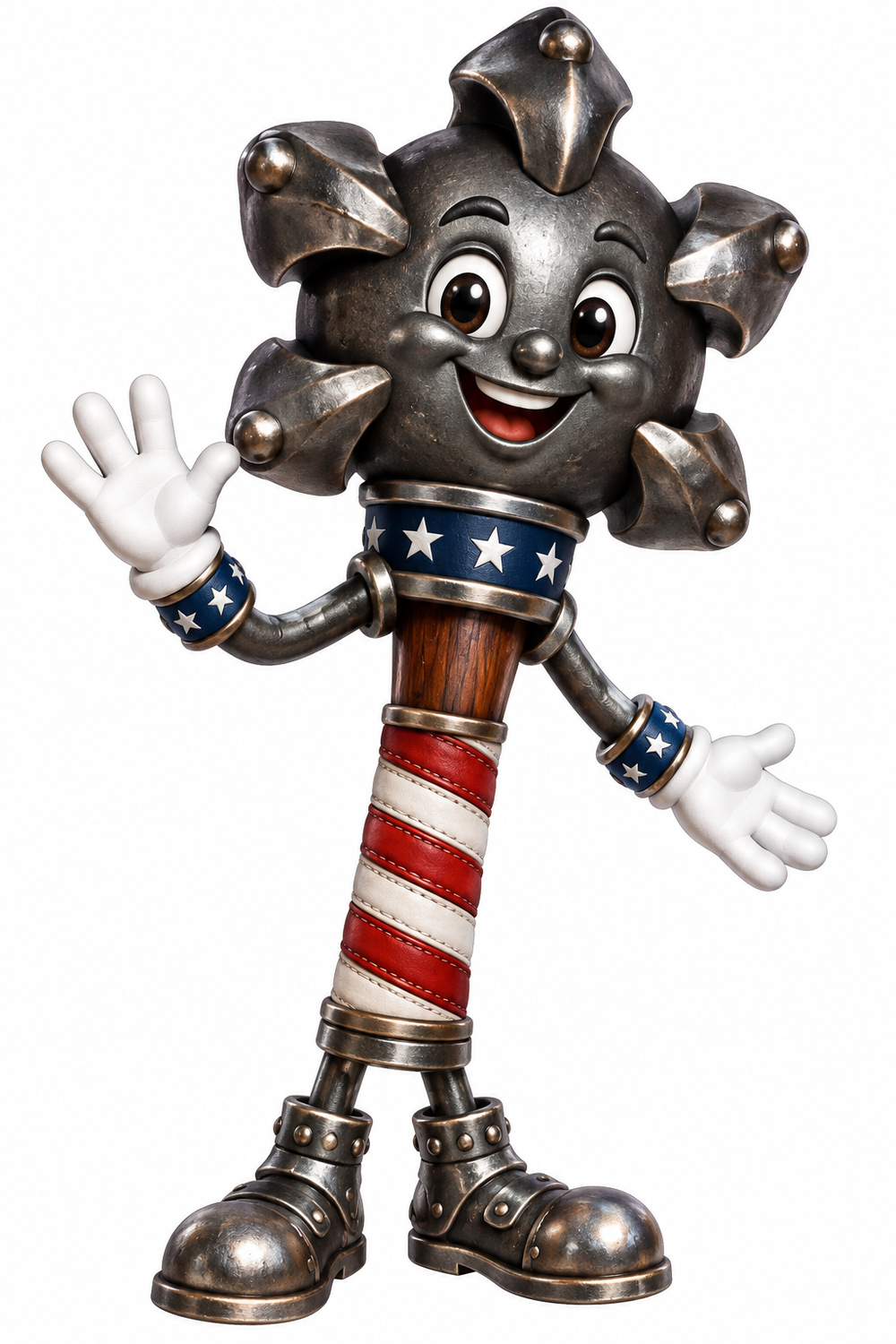 Smiling Steel Mace With Patriotic Handle Art Vinyl Decal Stickers