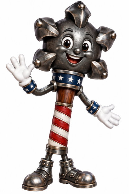Smiling Steel Mace With Patriotic Handle Art Vinyl Decal Stickers
