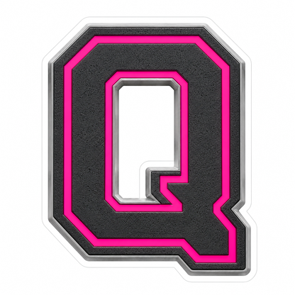 Charcoal Pixel Letter Q with Pink Line Art Vinyl Decal Stickers