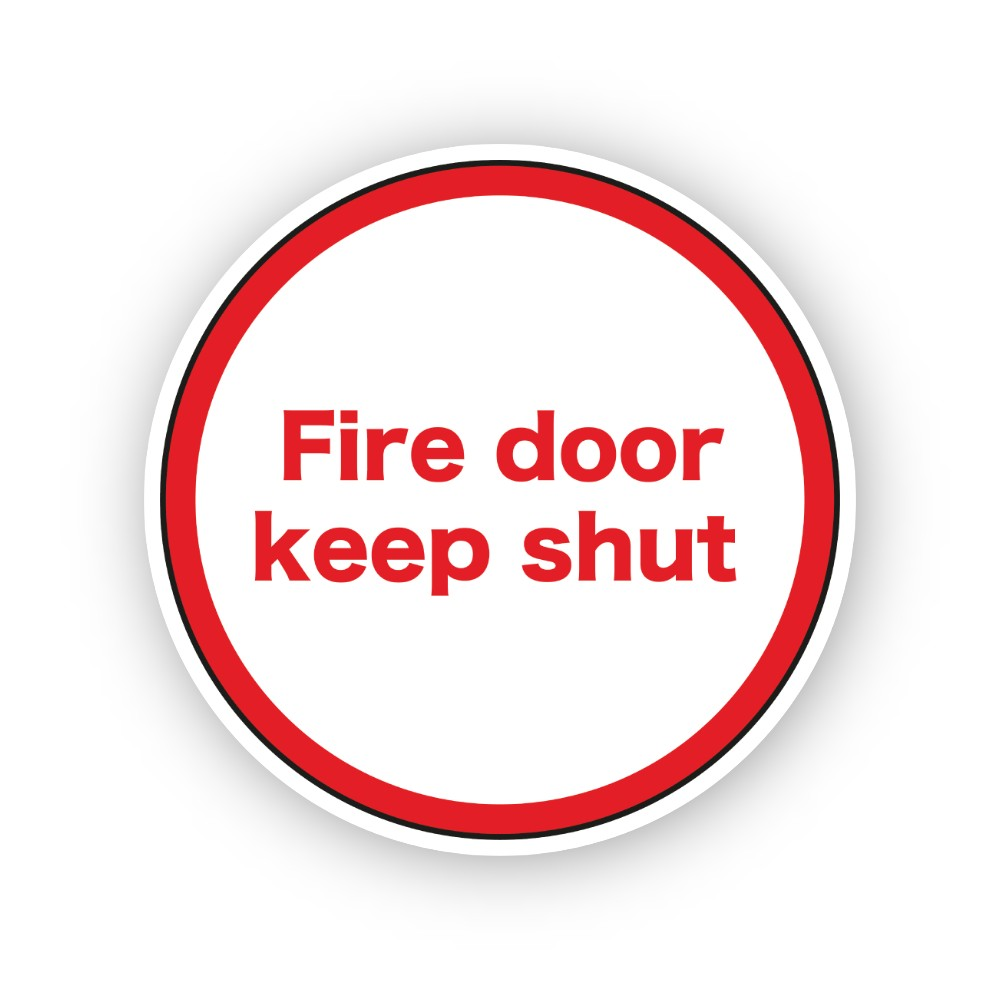 Red Rim Fire Door Keep Shut Circle Vinyl Decal Stickers