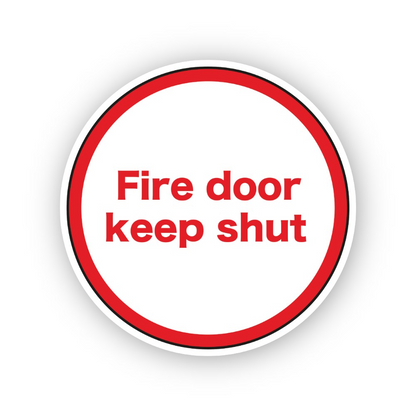 Red Rim Fire Door Keep Shut Circle Vinyl Decal Stickers