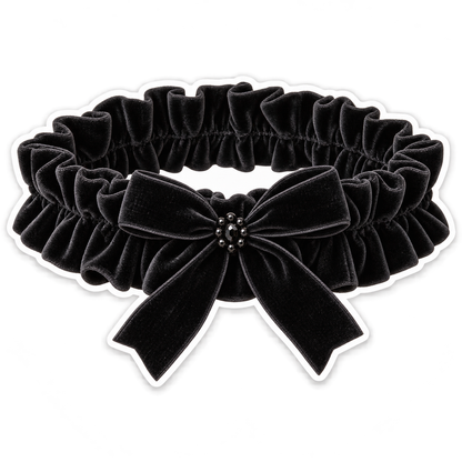 Black Ruffled Sleeve Band Bow Art Vinyl Decal Stickers