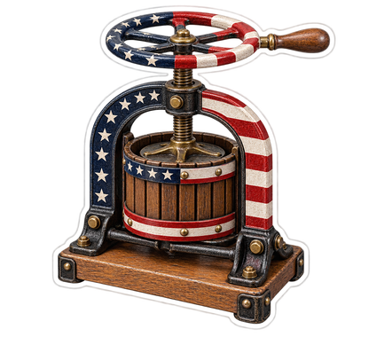 USA Flag Antique Cheese Press Vinyl Decal Stickers