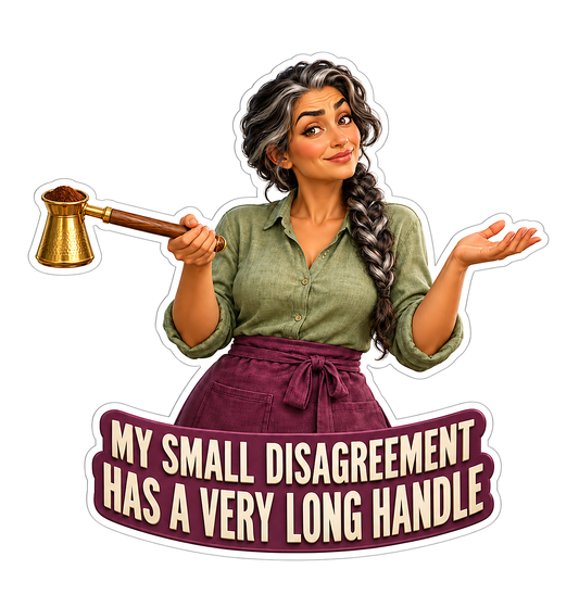 Braided Woman Holding a Long Handled Coffee Pot Vinyl Decal Stickers