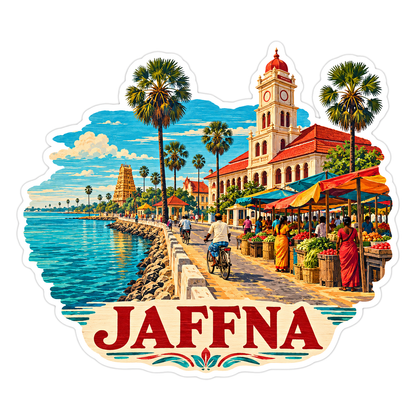 Jaffna Palm Market and Clock Tower Art Vinyl Decal Stickers