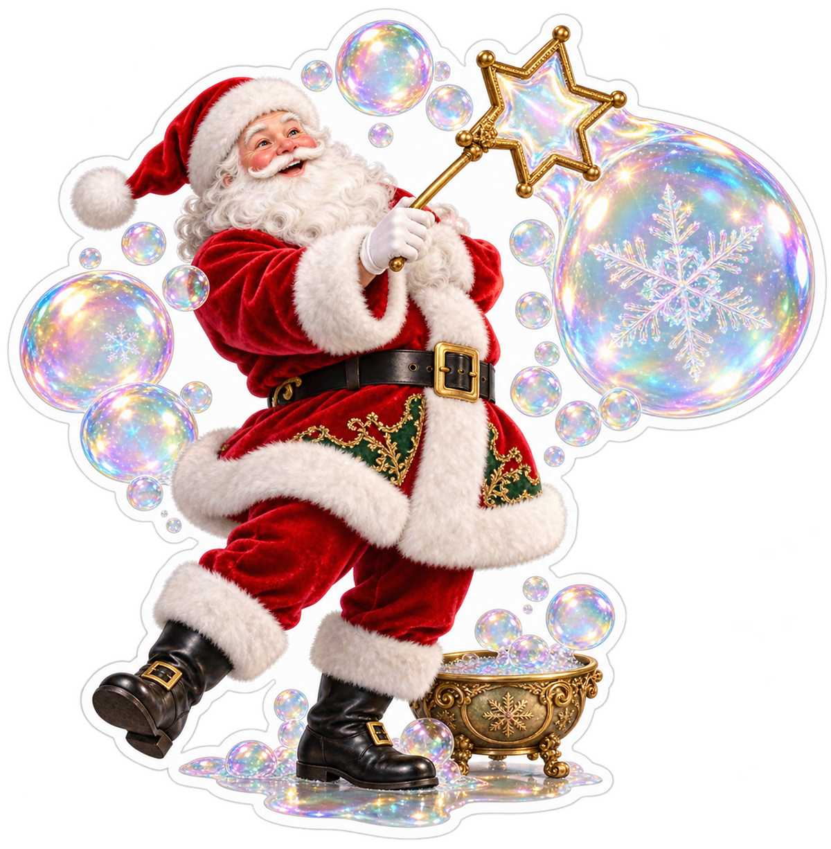 Santa Blowing Rainbow Bubbles Art Vinyl Decal Stickers