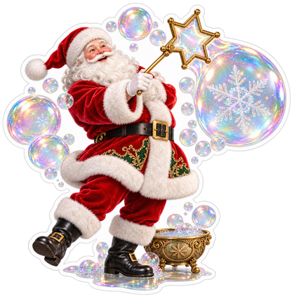 Santa Blowing Rainbow Bubbles Art Vinyl Decal Stickers