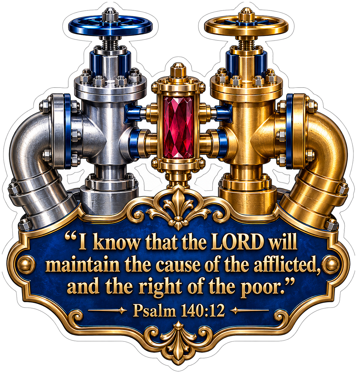 Silver Gold Twin Valves Psalm Verse Vinyl Decal Stickers