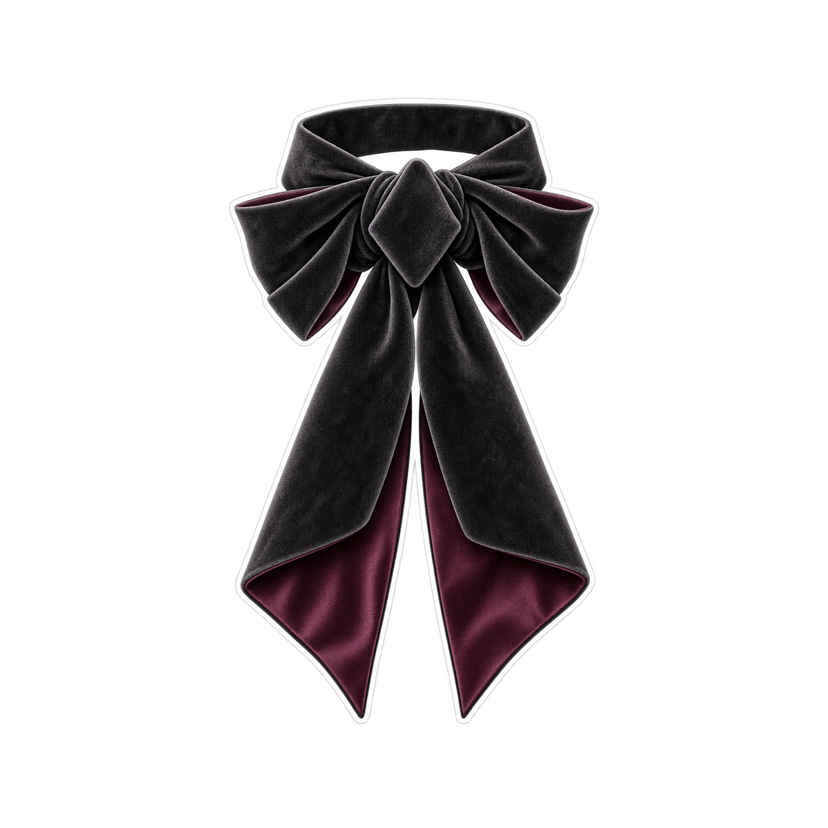 Black and Burgundy Velvet Bow Art Vinyl Decal Stickers