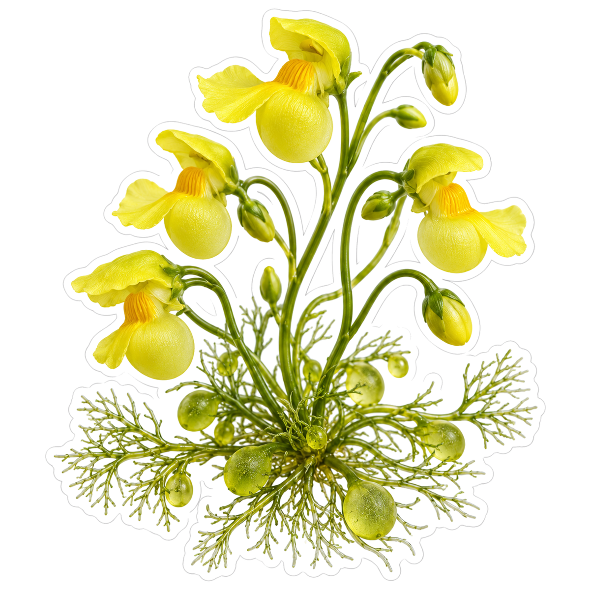 Yellow Bell Flowers Green Spray Vinyl Decal Stickers