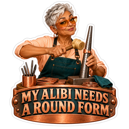 Woman Hammering Metal Ring on Cone Vinyl Decal Stickers
