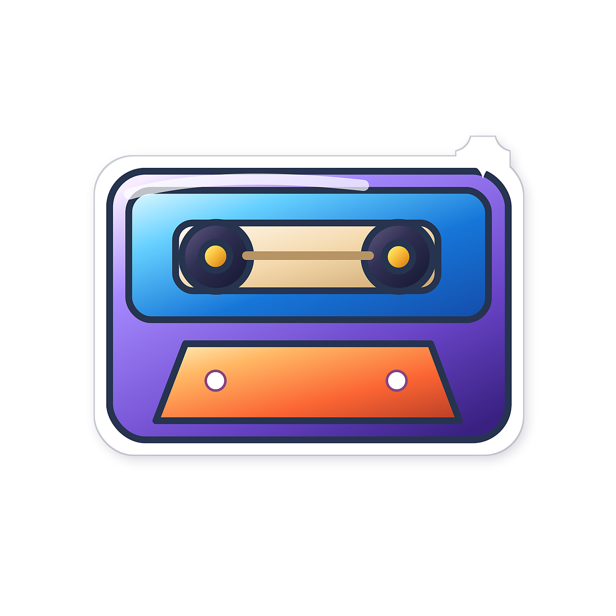 Purple Orange Gradient Cassette Tape Art Vinyl Decal Stickers