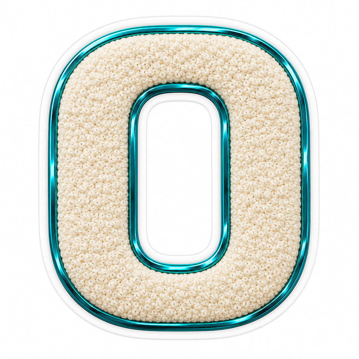 Cream Textured Letter O With Teal Border Art Vinyl Decal Stickers