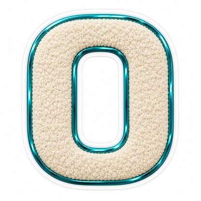 Cream Textured Letter O With Teal Border Art Vinyl Decal Stickers