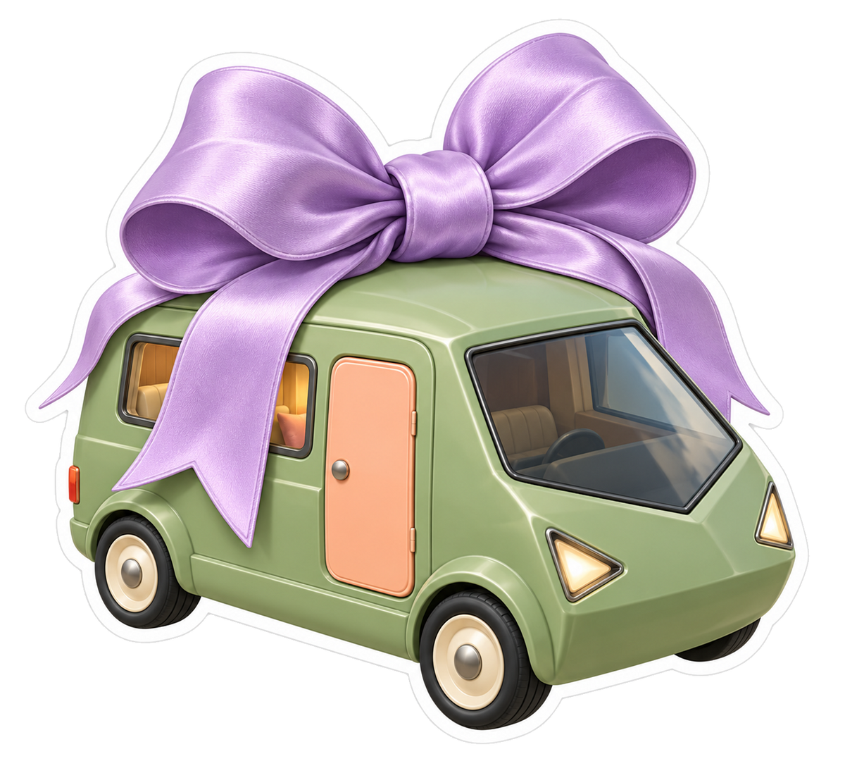 Sage Camper Purple Ribbon Bow Art Vinyl Decal Stickers