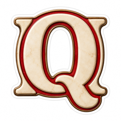 Cream Stone Letter Q with Red Inset Art Vinyl Decal Stickers