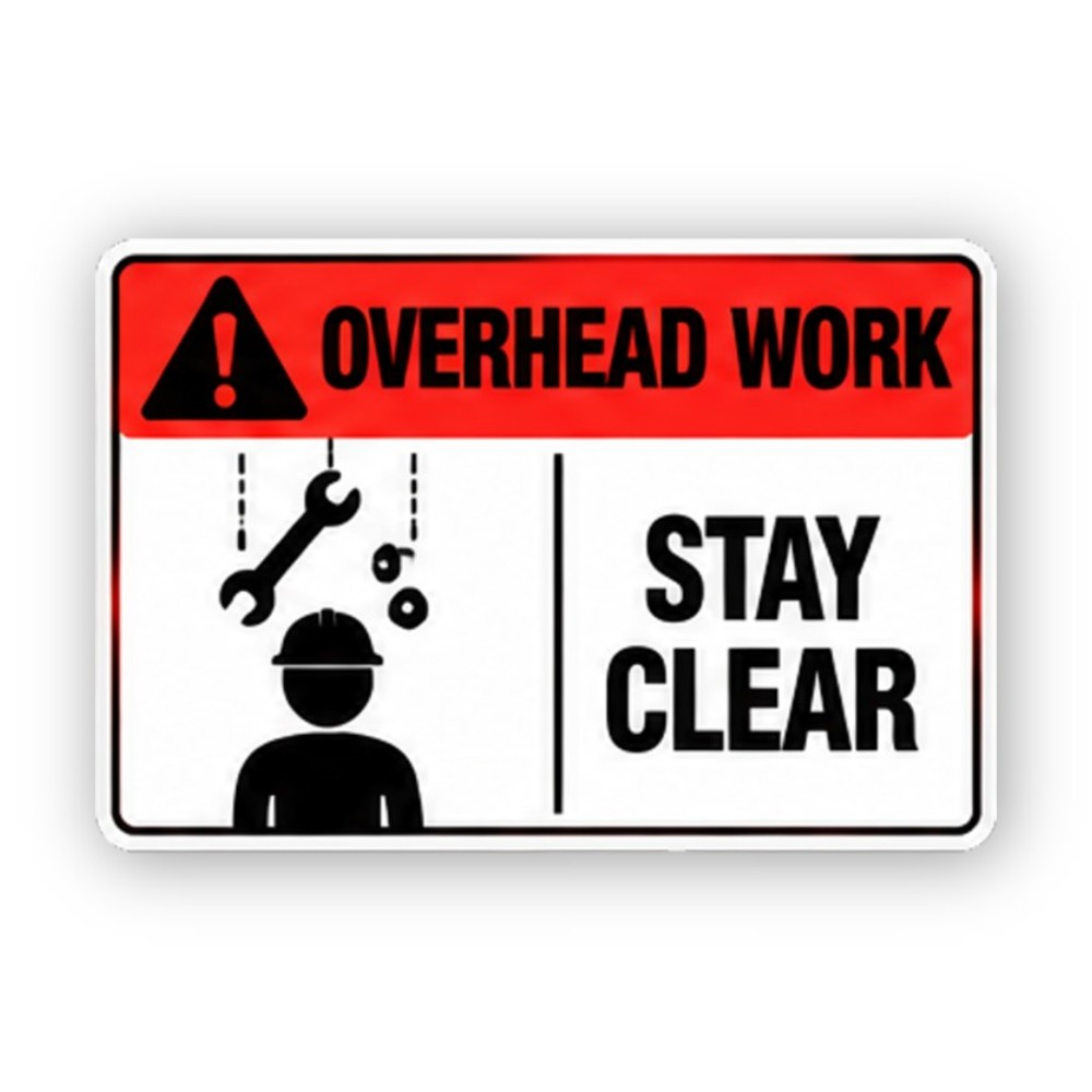 Red Overhead Work Falling Tools Panel Vinyl Decal Stickers