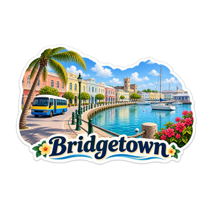 Bridgetown Waterfront Minibus Art Vinyl Decal Stickers
