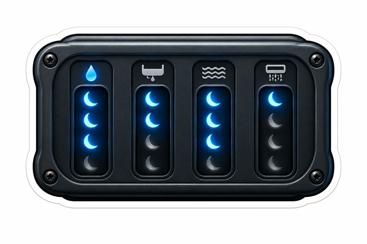 Black Tank Monitor with Blue Crescent Lights Art Vinyl Decal Stickers