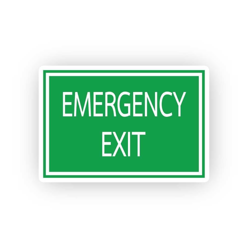 Green Emergency Exit Double Border Panel Vinyl Decal Stickers
