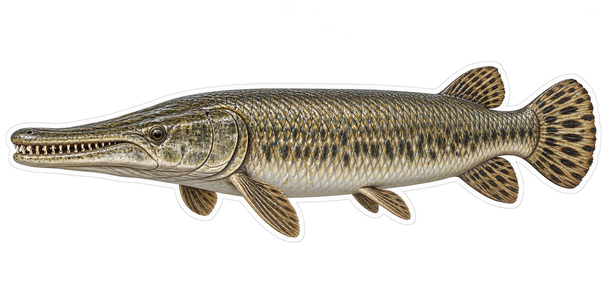 Olive Alligator Gar Art Vinyl Decal Stickers