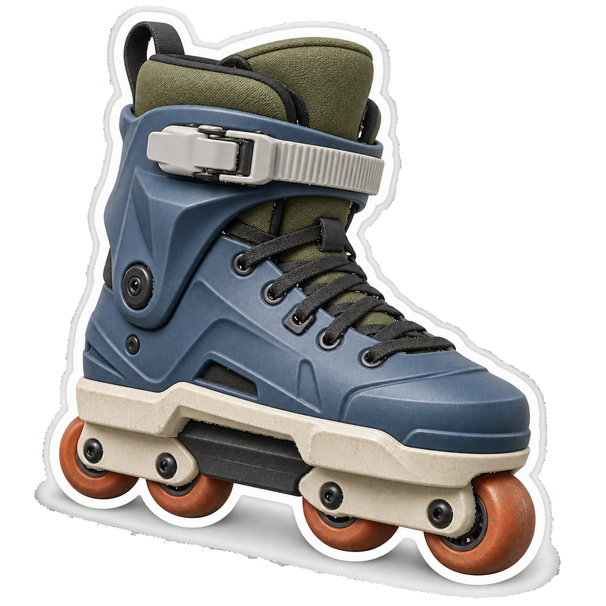 Slate Blue Two Wheel Inline Skate Art Vinyl Decal Stickers