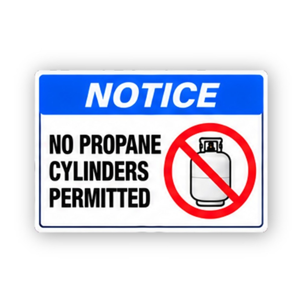 Blue Notice Crossed Propane Cylinder Panel Vinyl Decal Stickers