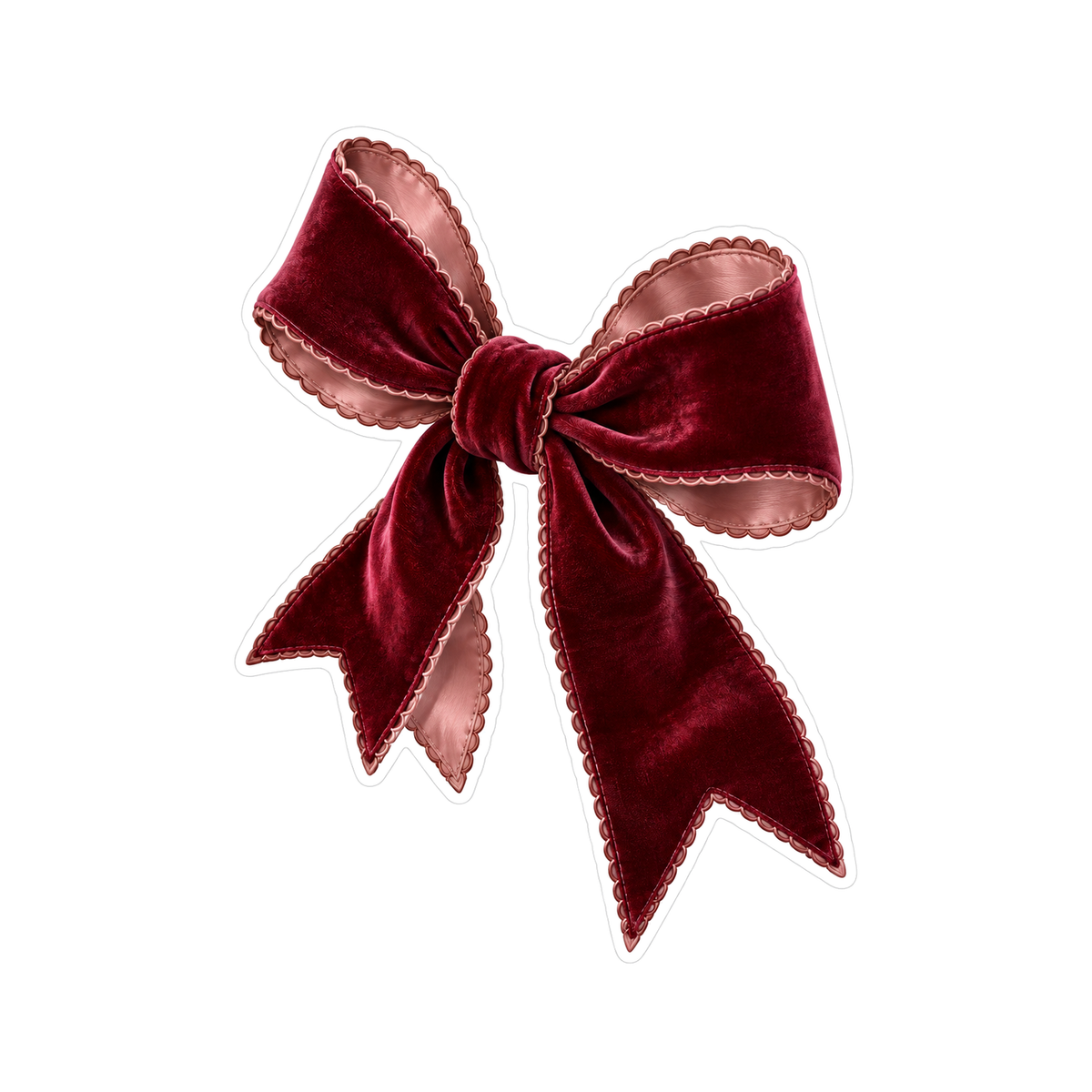 Burgundy Velvet Bow with Pink Lining Art Vinyl Decal Stickers