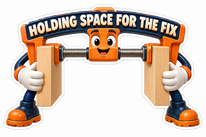 Orange Clamp Mascot Holding Two Wooden Boards Vinyl Decal Stickers