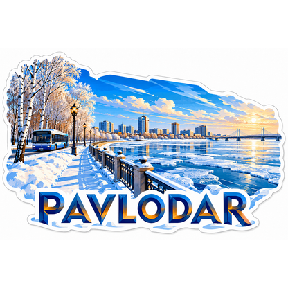 Pavlodar Snowy River Sunset Art Vinyl Decal Stickers