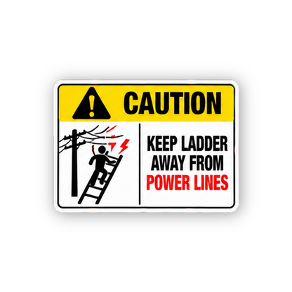 Yellow Caution Ladder Power Lines Picture Panel Vinyl Decal Stickers