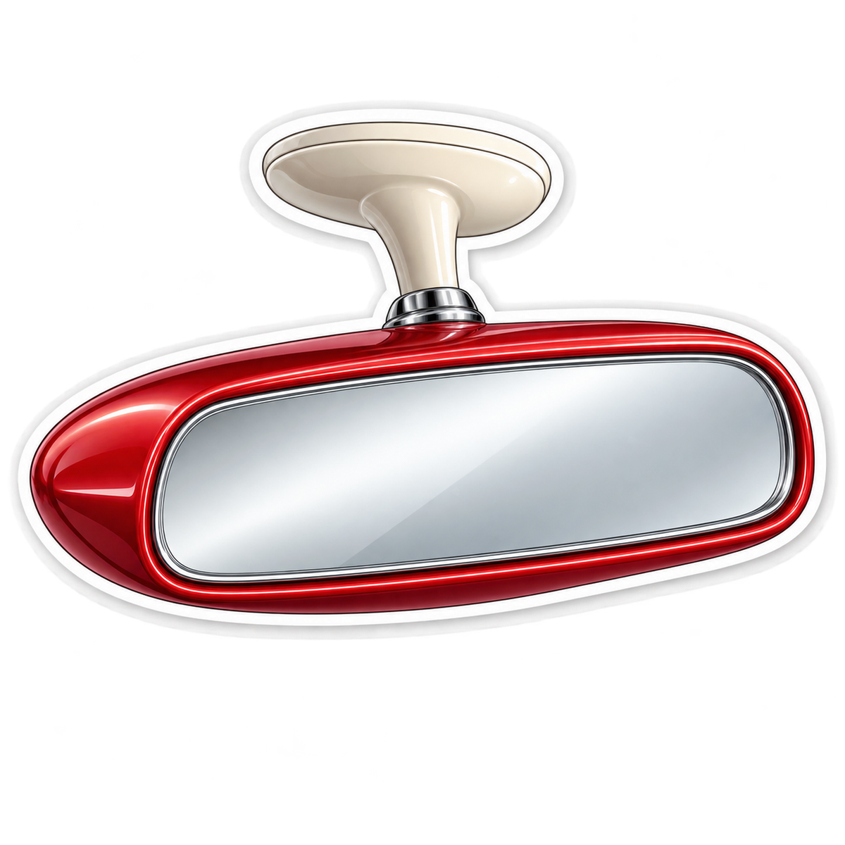 Red Oval Rearview Mirror Art Vinyl Decal Stickers