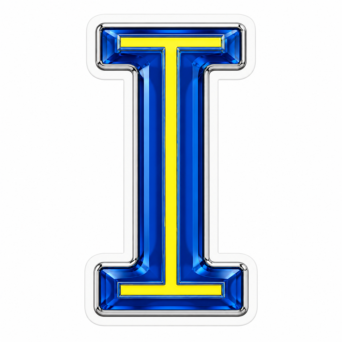 Sapphire Blue Letter I with Yellow Inlay Vinyl Decal Stickers