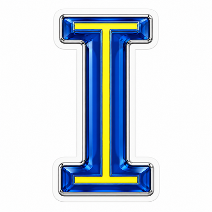 Sapphire Blue Letter I with Yellow Inlay Vinyl Decal Stickers