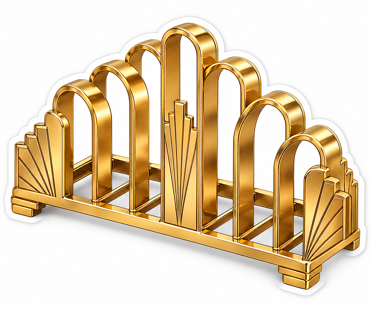 Gold Arched Rack with Stepped Fan Ends Vinyl Decal Stickers