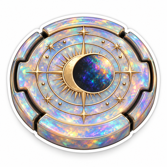 Iridescent Round Tray with Gold Moon and Stars Vinyl Decal Stickers