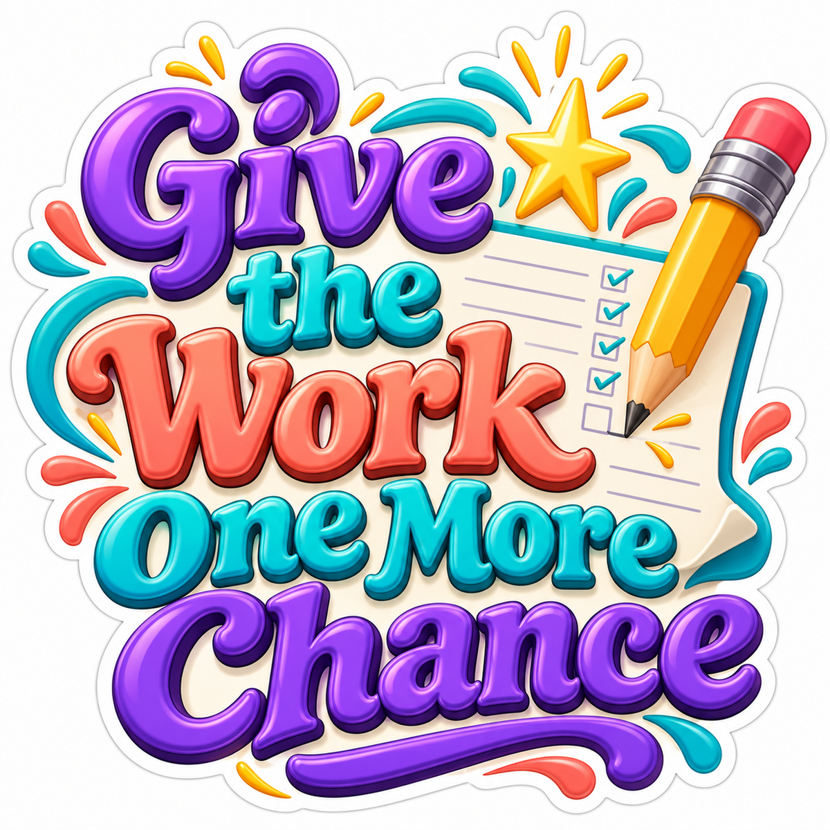 Give the Work One More Chance Pencil Quote Vinyl Decal Stickers