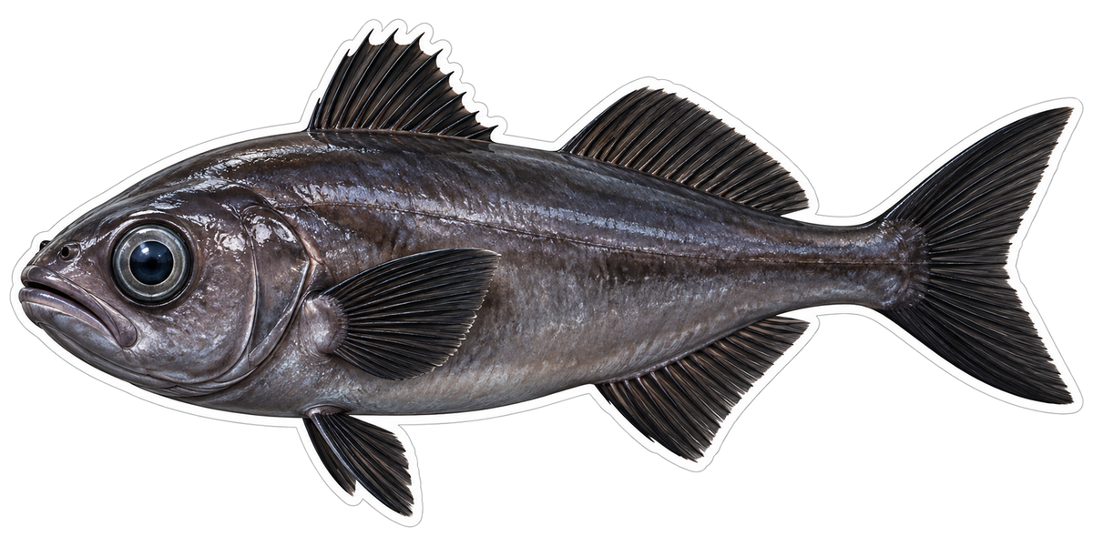 Dark Silver Fish with Black Fan Fins Art Vinyl Decal Stickers