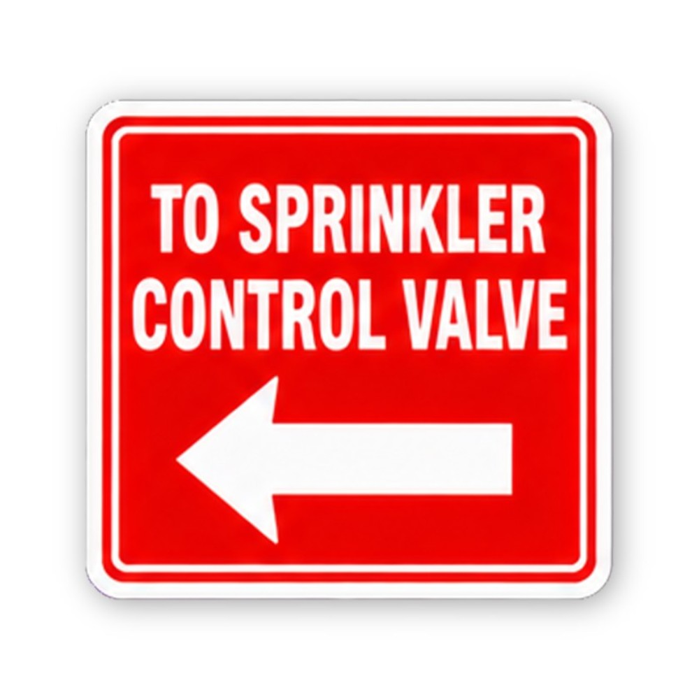 Red Sprinkler Valve Left Arrow Portrait Vinyl Decal Stickers
