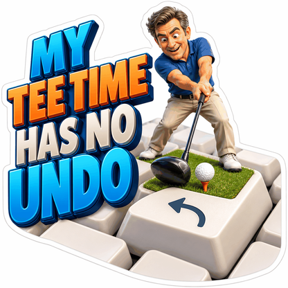 Golfer Standing on Undo Keyboard Key Art Vinyl Decal Stickers