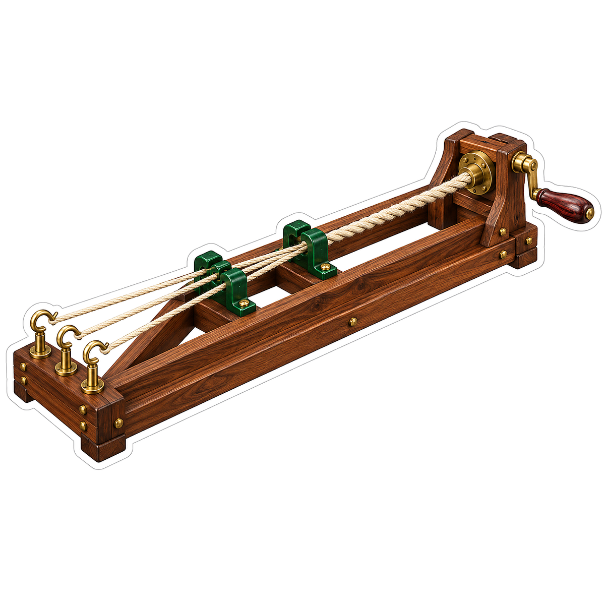Wooden Hand Crank Rope Twisting Machine Art Vinyl Decal Stickers