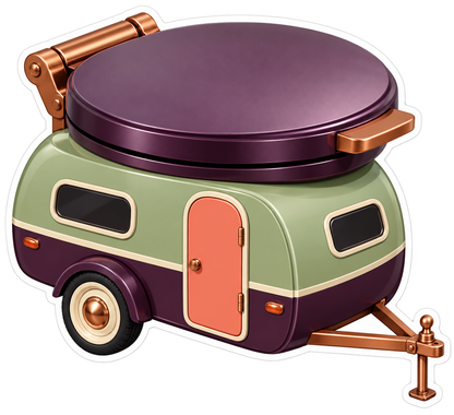 Sage Camper Giant Plum Waffle Iron Art Vinyl Decal Stickers