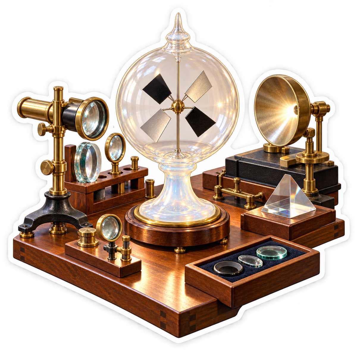 Glass Vane Globe With Brass Lamps and Lenses Art Vinyl Decal Stickers