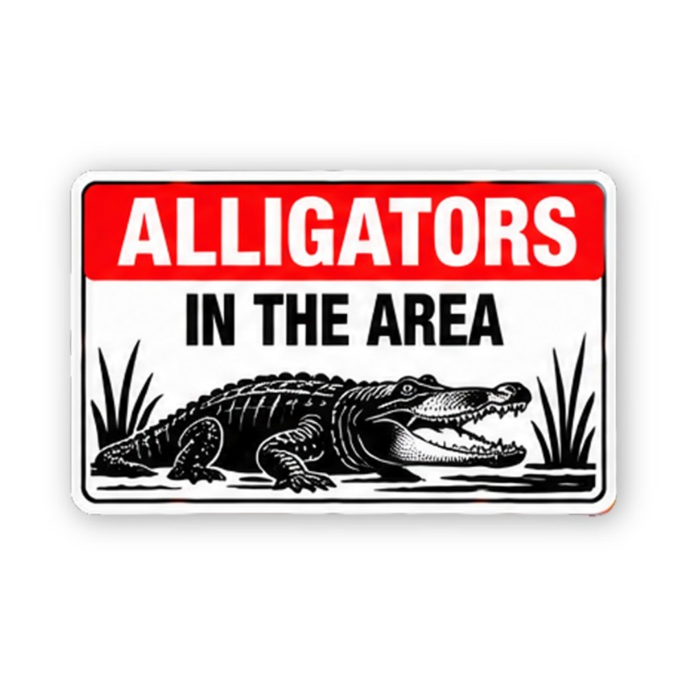 Red Alligators In Area Scene Panel Vinyl Decal Stickers