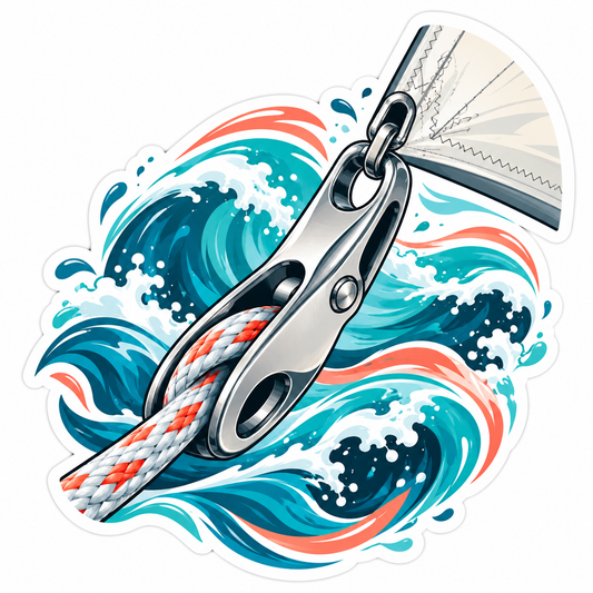 Silver Sailboat Clip Ocean Waves Vinyl Decal Stickers