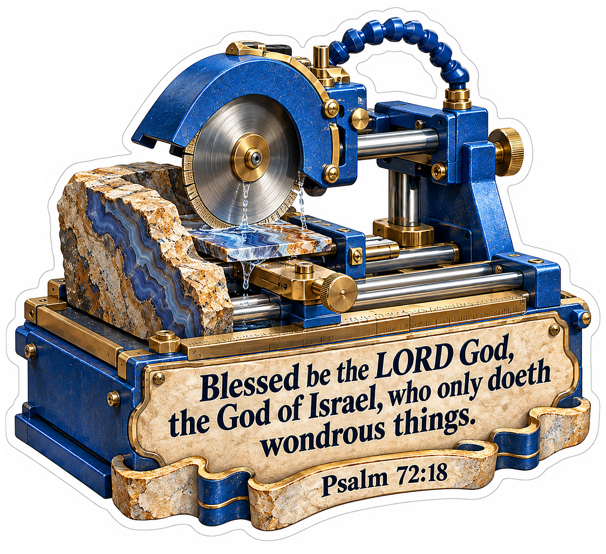 Blue Stone Cutting Saw Psalm Verse Art Vinyl Decal Stickers