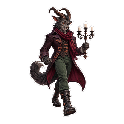 Horned Goat Figure Burgundy Coat Candles Art Vinyl Decal Stickers