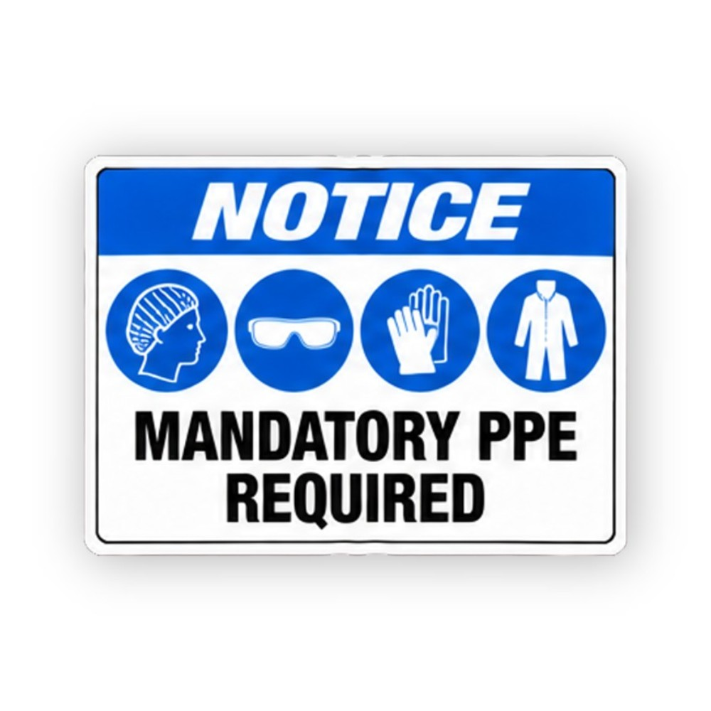 Blue Mandatory Four Equipment Icons Panel Vinyl Decal Stickers
