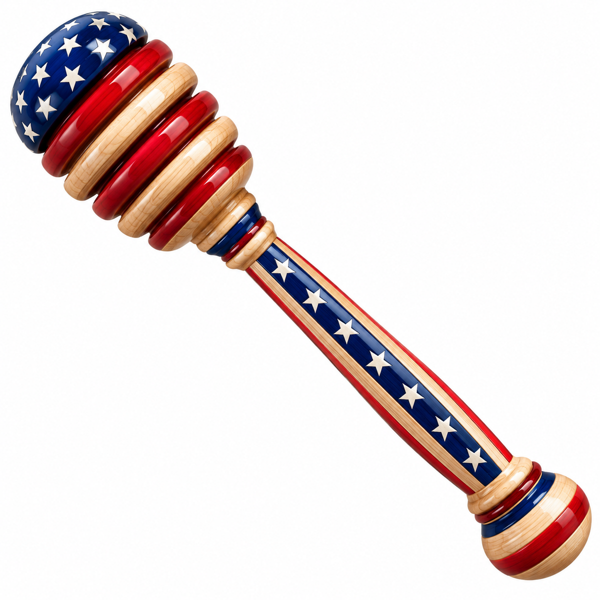Red White Blue Honey Dipper with White Stars Vinyl Decal Stickers